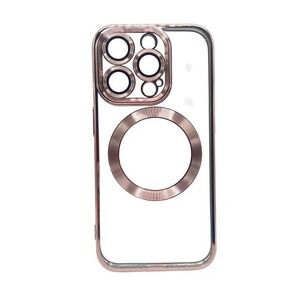 iPhone 15 Pro Clear Protective Case Pink Metallic Trim‎ NEW